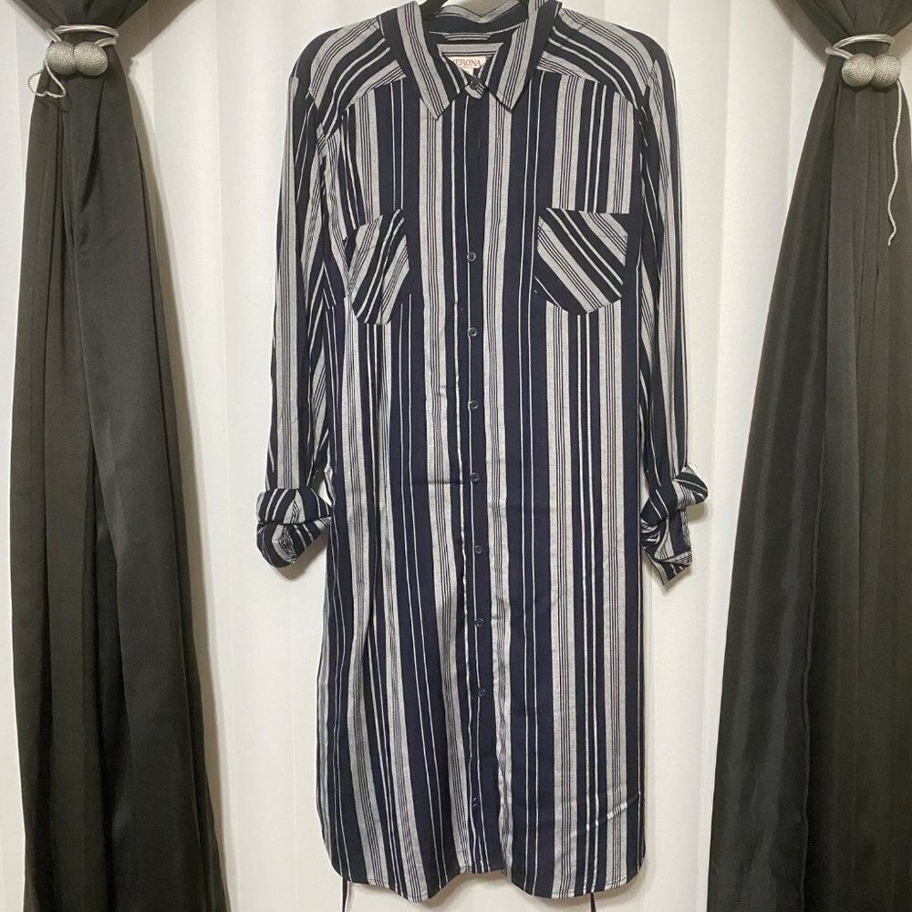 Merona navy blue long shirt dress